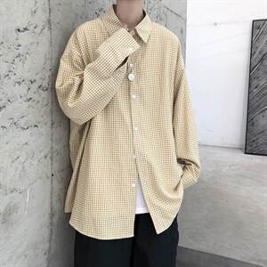 早秋新款千鸟格长袖衬衫宽松青年衣服男A071-C09-P38，男装衬衫，电商A071