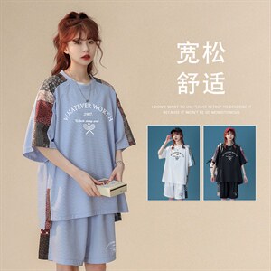中性风2023夏季新款腰果花字母印花运动休闲套装TZ953p65控88,搭配花衬衫包包图片