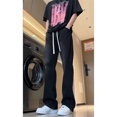 美式高街微喇叭牛仔裤宽松复古水洗百搭松紧腰橡筋裤KJ22501P50，男装牛仔裤，电商D325