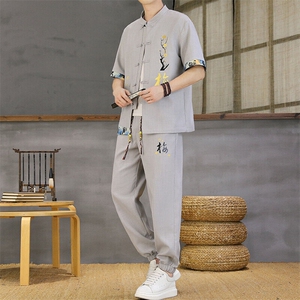 2025新款风男士风唐装两件套男图片