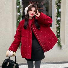 大货(定制面料)丝绒洒金冬季新款加厚羽绒服女A910P310K458，女装羽绒服，2C268