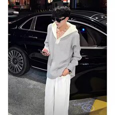 假两件针织卫衣男士春秋季2025新款连帽宽松外套，女装短外套，四季星座505