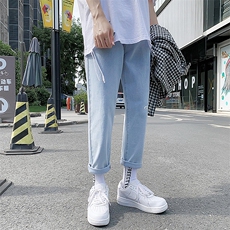 新款夏男士牛仔裤男修身小筒裤韩版潮流9分裤休闲裤青年N50，男装牛仔裤，星座1008