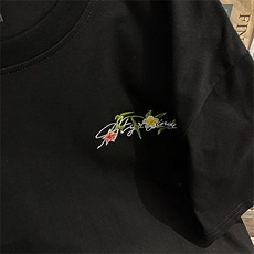万针全刺绣工艺抖音得物高品质260克重磅纯棉双纱美式高街短袖T恤，男装T恤，电商A486-1