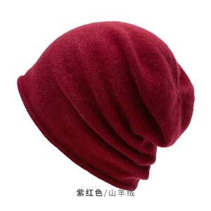 时尚保暖黑色羊绒针织堆堆帽 舒适百搭秋冬必备单品图片