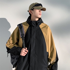 2024春秋新款冲锋衣连帽夹克户外工装日系百搭撞色外套JK2363-P75，男装夹克，电商A128