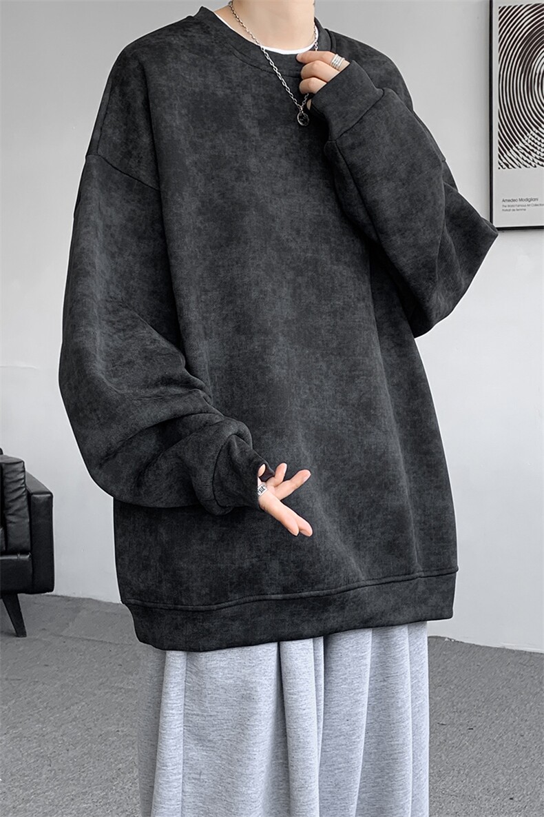 8XL-M美式复古街头风圆领卫衣男特大码上衣套头打底衫WY11P50控68,男装卫衣,电商D206-1