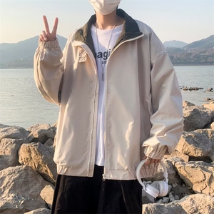 炸街痞帅外套精神男春季新款港风ins韩版潮流纯色夹克男JY808-P55