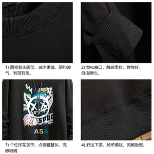 春季圆领卫衣男大码韩版宽松长袖外套 砖墙S6275-P28图片