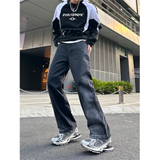 美式高街vibe风直筒长裤欧美痞帅男hiphop复古水洗拼接工装牛仔裤，男装牛仔裤，星座301D-4(原星座1004-4）