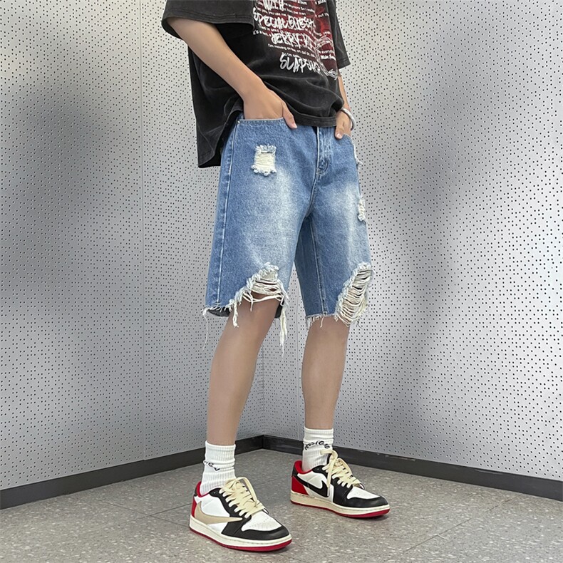破洞乞丐牛仔短裤男韩版潮流痞帅2026夏季新款ins五分裤RK231-P36,男装牛仔裤,星座412