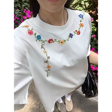 万针全刺绣工艺抖音得物高品质260克重磅纯棉双纱美式高街短袖T恤，男装T恤，电商A486