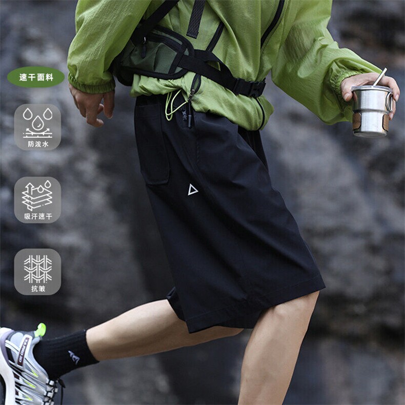 三角标冰丝速干短裤男夏季潮牌美式拉链cleanfit宽松运动五分裤子图片