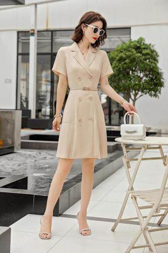 夏季新款西装v领连衣裙，女装西装，千禾木