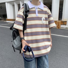 翻领短袖T恤男简约百搭休闲打底五分袖POLO衫QT11P30，男装Polo衫，星座1116-2