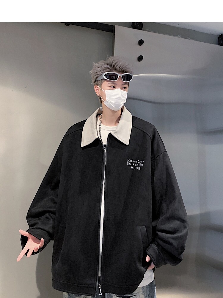 2025年秋装新款港风拼接刺绣夹克宽松学生情侣装外套男7862-P88,男装夹克,电商C213(原B265)