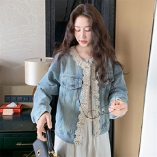 新款现货主推门襟花边牛仔外套2515-P135-K198，女装短外套，2C129