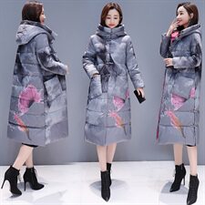 2020年冬季时尚气质优雅舒适宽松休闲口袋图案中长款长袖棉衣/棉服，女装棉衣/棉服，瑶迪依秀