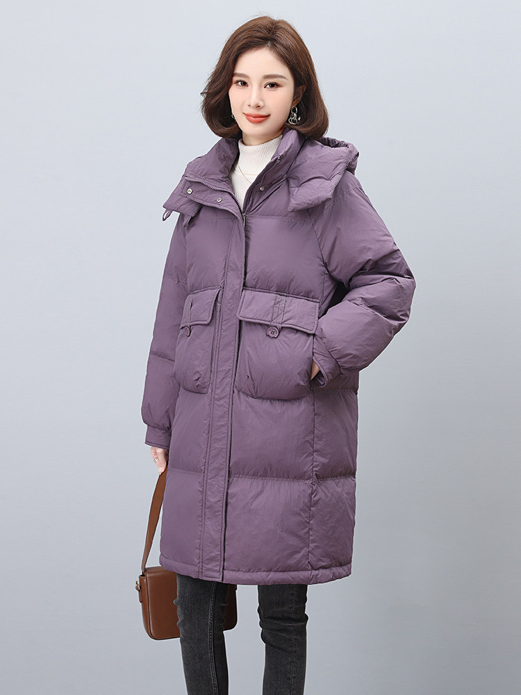 时尚百搭白鹅绒中长款羽绒服女加厚保暖外套,女装羽绒服,3200格调