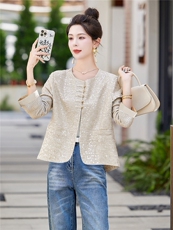 2025冬装新款时尚气质亮片盘扣外套，女装短外套，曼琳思菲