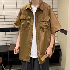 工装衬衫男港风潮流多口袋痞帅个性2024夏季新款ins外套CY852-P35，男装衬衫，星座412-2