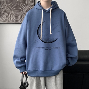 月亮卫衣男款春秋季美式oversize潮牌学生上衣服重磅连帽宽松外套图片