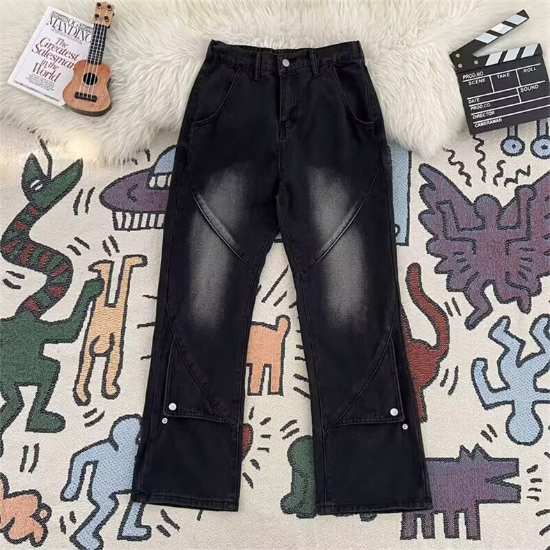 1506-1/K11001/P46高街美式复古拼接排扣牛仔裤男女同款，男装牛仔裤，星座1506-1