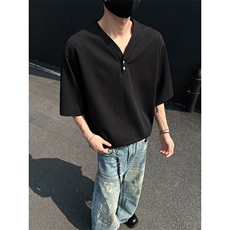 现货夏新男高品质大码宽松短袖T恤V领打底衫513DT3536P33，男装T恤，星座513