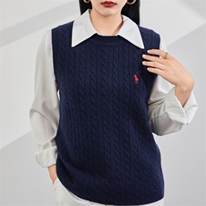 时尚百搭圆领麻花背心衫优雅显瘦秋冬新品，女装马甲，美够羊绒