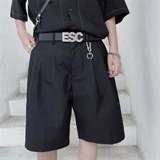 暗黑风国潮牌直筒五分裤男士西装休闲短裤D616P60，男装西裤，星座312B-1