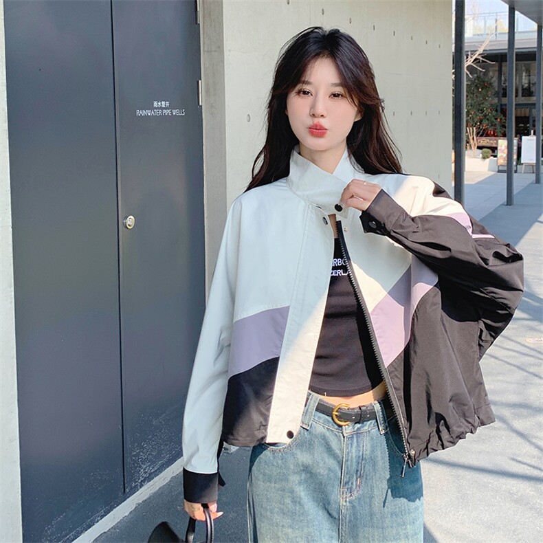 休闲运动风冲锋衣外套女春秋2025新款短款美式慵懒韩系工装夹克,女装短外套,2C187