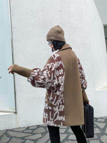 现货高端设计师款貂绒字母拼接外套，女装，储辰