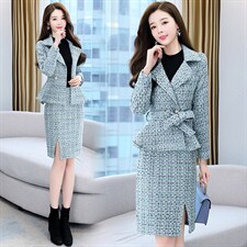 蝴蝶结潮流拼接气质休闲时尚翻领收腰高腰2022年冬季套装/套裙，女装套装/套裙，芭米依尚