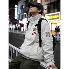 有货。潮牌贴标刺绣夹克男士春秋2026宽松棒球服外套W6936-P66，男装夹克，星座412-3