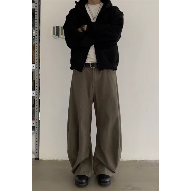 美式复古美拉德棕色弯刀牛仔裤男女直筒阔腿长裤K9004-P58网络图,男装牛仔裤,电商B245
