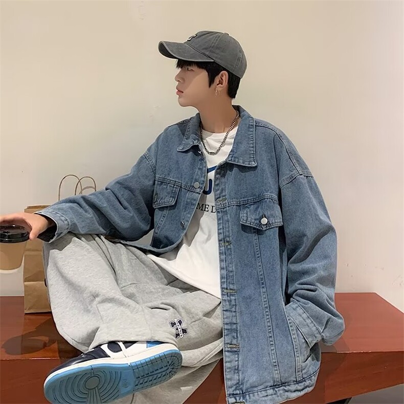 牛仔外套男潮流宽松港风ins痞帅设计感上衣8818-P57,男装工装外套,星座1109-3