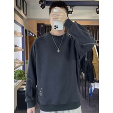 墨麦客男装竖纹肌理圆领卫衣男士2025春季新款休闲简约套头上衣男，男装卫衣，星座506A