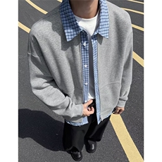 假两件格子拼接外套男新款美式卫衣开衫夹克AA90-P43，男装夹克，星座208-5
