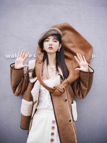 羊羔毛外套，女装，YOUER DENG