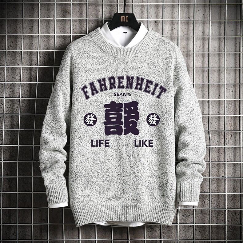 加厚加绒毛衣男大码毛线衣男针织衫 M19256-P45 加绒款-P65 网格图片