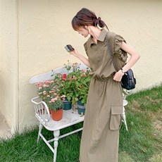 工装风休闲套装裙女2025年夏季新款韩系显瘦拉链上衣半身裙两件套，女装套装/套裙，维壹