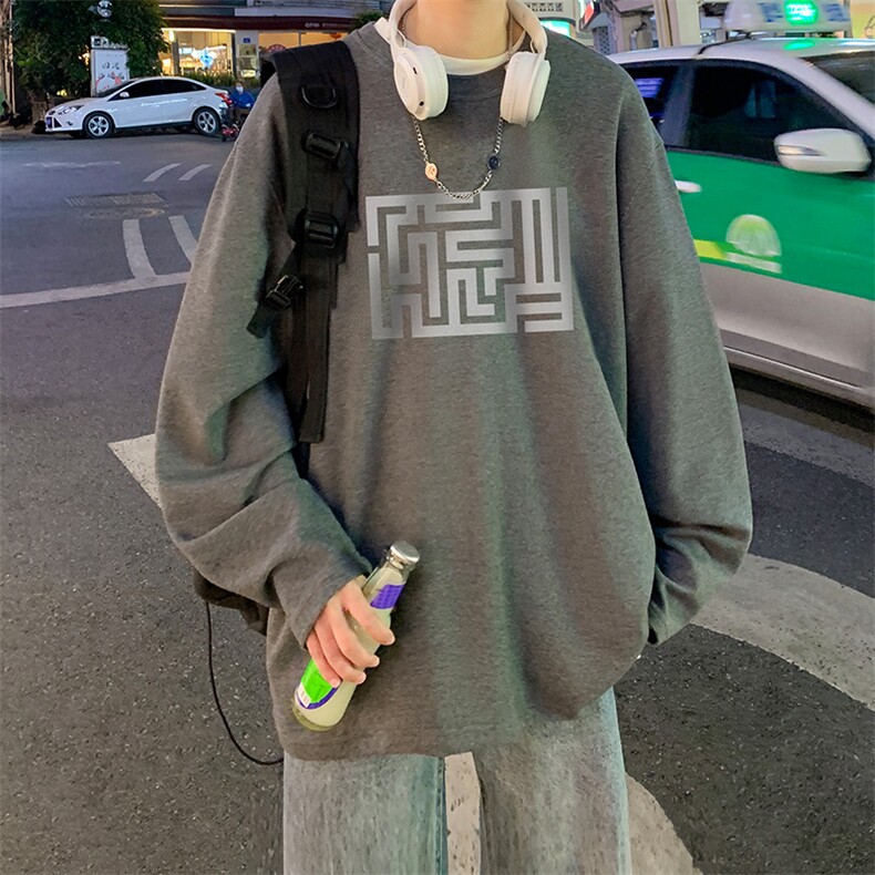 抖音供货、秋季现货舒适棉宽松重磅长袖T恤D223A-CT2320-特P28,男装T恤,电商019-1