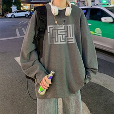 抖音供货、秋季现货舒适棉宽松重磅长袖T恤D223A-CT2320-特P28，男装T恤，电商019-1