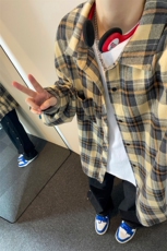 韩版潮流复古格子大码翻领长袖衬衫内搭外套C2193-P30【特价】，男装衬衫，电商A007
