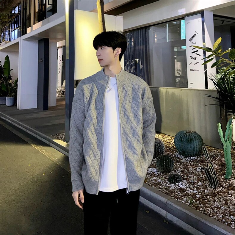 现货！拉链针织开衫外套cleanfit慵懒风高级感毛衣外套RG37-P75，男装针织衫/毛衣，星座1005-6