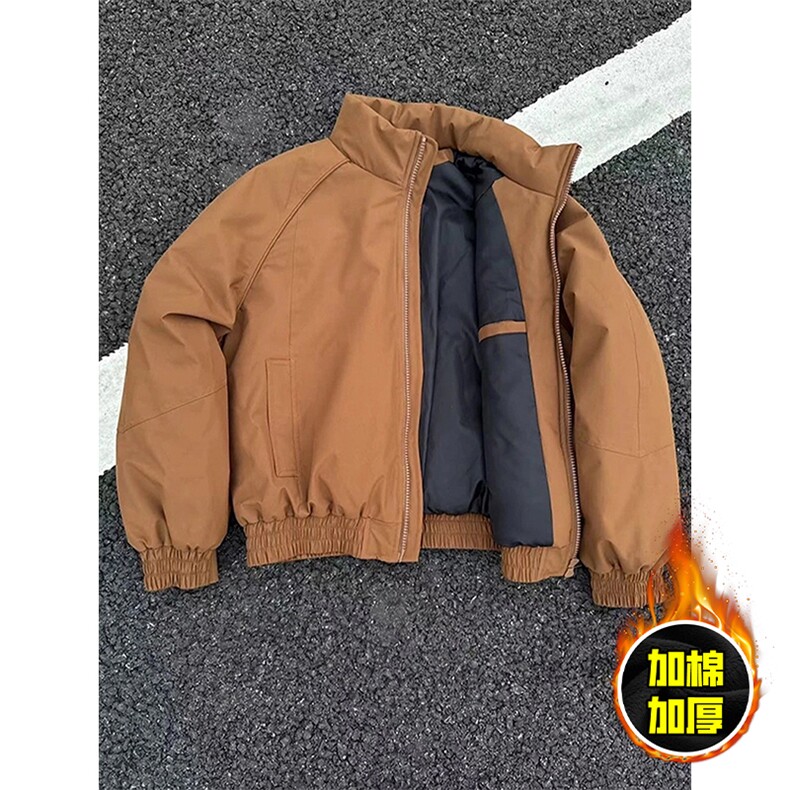 现货美式高街休闲棉衣夹克三防立领纯色户外工装加厚棉服外套,男装夹克,电商A486