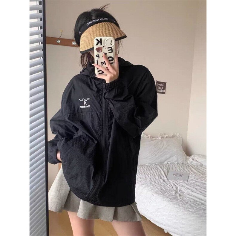 夏季纯色连帽百搭防晒服外套男轻薄款刺绣宽松休闲防晒衣FS01，男装防晒衣，星座1116A（原606A-3）