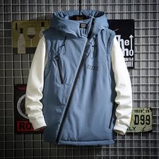 网格拉链装饰连帽棉马甲男冬季百搭防风马甲外套A090-MJ20p75限98，男装背心/马甲，电商A089-1
