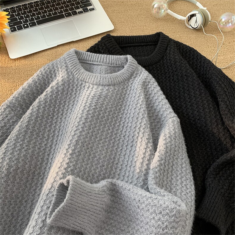 MY6807-P60得物抖音品秋冬季纯色套头毛衣男慵懒风针织外套,男装针织衫/毛衣,电商A058-1（原电商C417）
