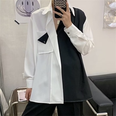拼接衬衫男长袖高级感痞帅春季休闲痞帅垂感衬衣WC609P40，男装衬衫，星座1116-2